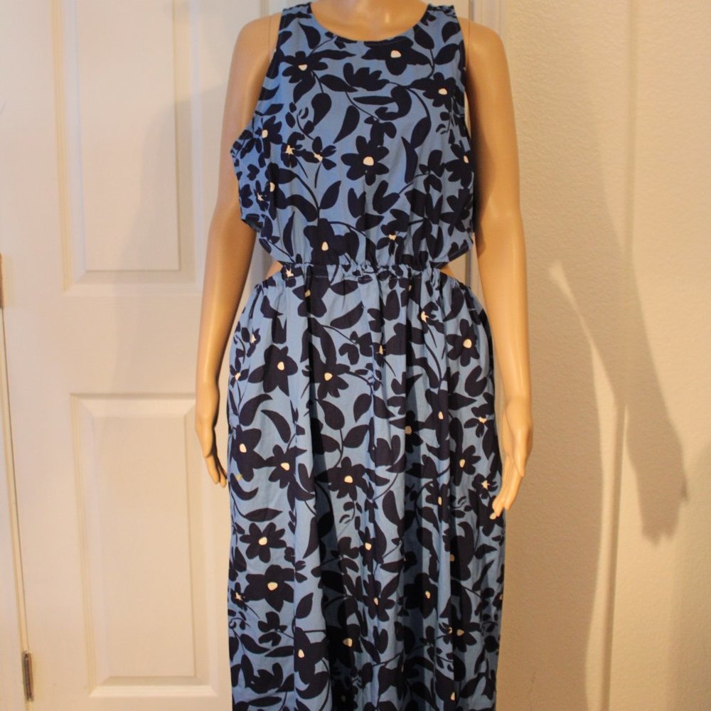 WHO WHAT WHERE WOMEN SLEEVELESS BLUE PRINT MULTI COLORS DRESS
